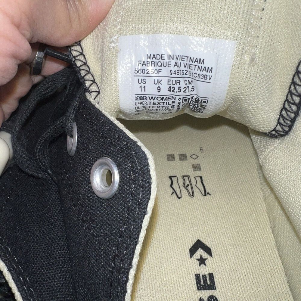 MEN'S CONVERSE CANVAS OX PLATFORM CHUCK TAYLOR ALL STAR BLACK SNEAKERS LOW TOP - Picture 5 of 7